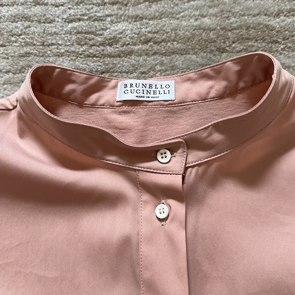 NWOT Brunello Cucinelli Pink Youth Philosophy Embellished Shirt Girls 12+ - Picture 2 of 6